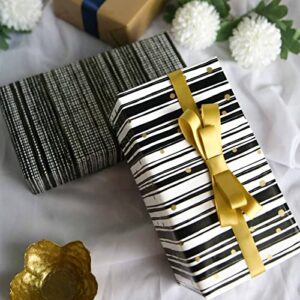 Wrapping Paper Roll(Mini Roll/3Roll),3 Different Gold Black Design Suitable for birthday, wedding gift packaging -17 inch X 120 inch Per roll