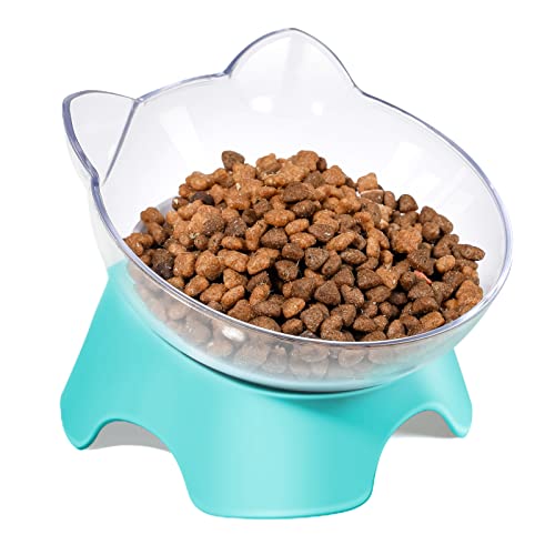 MILIFUN Raised Cat Food Bowls with Stand, Cat Dishes for Food or Water, Cat Tilted Bowl, Pet Dish with Stand (Arcuation-Bule)