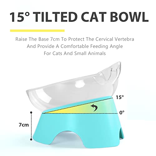 MILIFUN Raised Cat Food Bowls with Stand, Cat Dishes for Food or Water, Cat Tilted Bowl, Pet Dish with Stand (Arcuation-Bule)