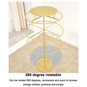 Simple Commercial Grade Clothing Modern Garment Rack, Lingerie store shelf golden display rack, Floor stand round 3-layer rotatable Nakajima bra panty rack, For hanging underwear, panties, scarves