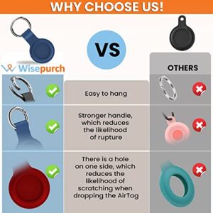 WisePurch 4 Pack Silicone Cases for Airtag with Keychain, Protective Holders Cover for Apple AirTag Key Finder GPS Tracker, Pet, Dog, Cat, Bags or Luggage (Red, Black, Blue, White)