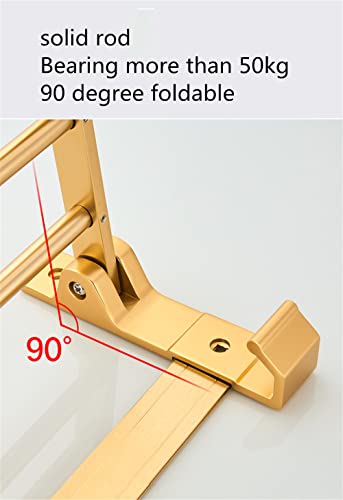 WANLIAN Towel Rack for Bathroom Adjustable 20 Inch Dual Towel Shelf with Double Bar Wall Mounted Stainless Steel Bath Towel Shelf Rack with Hooks Hotel Style Brass Gold (Gold)