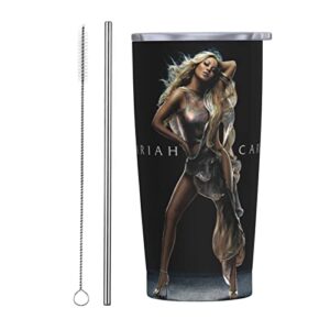 DamaYong American Mariah Singer Carey Stainless Steel Mugs Coffee Cup Thermos 20oz Tumblers Water Bottle With Cover And Leak Proof, White