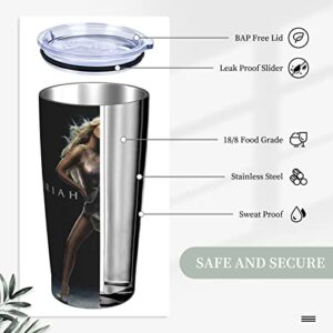 DamaYong American Mariah Singer Carey Stainless Steel Mugs Coffee Cup Thermos 20oz Tumblers Water Bottle With Cover And Leak Proof, White