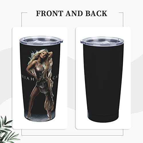 DamaYong American Mariah Singer Carey Stainless Steel Mugs Coffee Cup Thermos 20oz Tumblers Water Bottle With Cover And Leak Proof, White