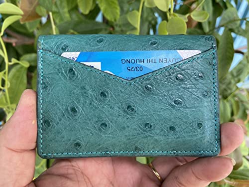 Doubleside Green Body Ostrich leather skin Credit Cardholder, leather credit cardcase, leather creditcard cover