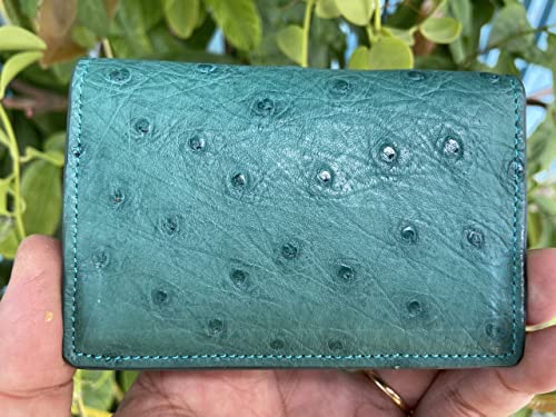 Doubleside Green Body Ostrich leather skin Credit Cardholder, leather credit cardcase, leather creditcard cover