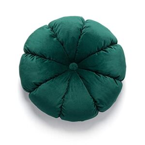 gxyr solid color round pillow cushion pumpkin pleated throw pillow round velvet pillow apply to home decoration chair bed floor car,dark green 18"