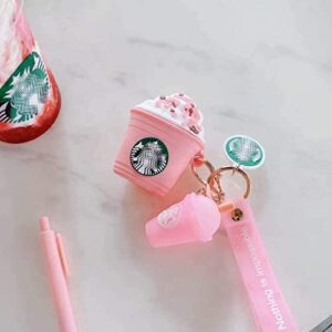 3D Cute Funny Cool Kawaii Fashion Ice Cream Cup for Airpods 2 & 1 Charging Case Pink