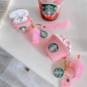 3D Cute Funny Cool Kawaii Fashion Ice Cream Cup for Airpods 2 & 1 Charging Case Pink