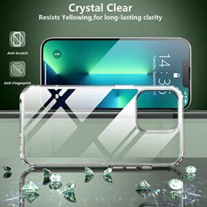 SPIDERCASE [3 in 1 Designed for iPhone 13 Pro Max Case, [Crystal Clear Not Yellowing][with 2 Pcs Tempered Glass Screen Protectors & 2 Pcs Camera Lens Protectors] Slim Thin Case (Silver)