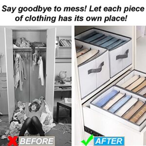 Ujk-TyLun 3Pcs Upgraded Wardrobe Clothes Organizer, PP Board Large Jeans Organizer Box, Washable Foldable Thickened Drawer Organizer Compartment Storage for Tshirt, Pants (White)