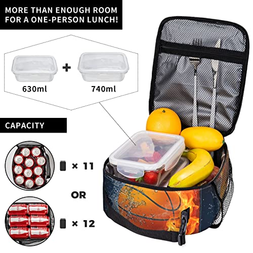 Echoserein Cool Basketball Ball Lunch Bag For Men Boys Insulated Lunch Box Reusable Lunchbox Waterproof Portable Lunch Tote