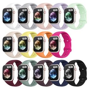 enjoyselfhub 14 pack bands compatible with apple watch band 41mm 40mm 38mm 45mm 44mm 42mm,sport wristbands soft waterproof silicone straps for apple watch bands series 8 7 6 5 4 3 2 1 se women men,41/40/38mm