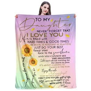 sunflower blanket to my daughter from mom best birthday gifts for daughter christmas mothers day never forget that i love you super soft warm fuzzy throw blanket for bed sofa 50"x40"
