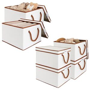 loforhoney home bundle- storage bins with lids, beige, xlarge, 2-pack & 4-pack