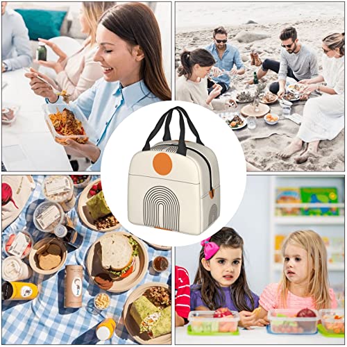 Echoserein Abstract Boho Art Simple Modern Aesthetic Lunch Bag Insulated Lunch Box Reusable Lunchbox Waterproof Portable Lunch Tote For Women Men Girls Boys