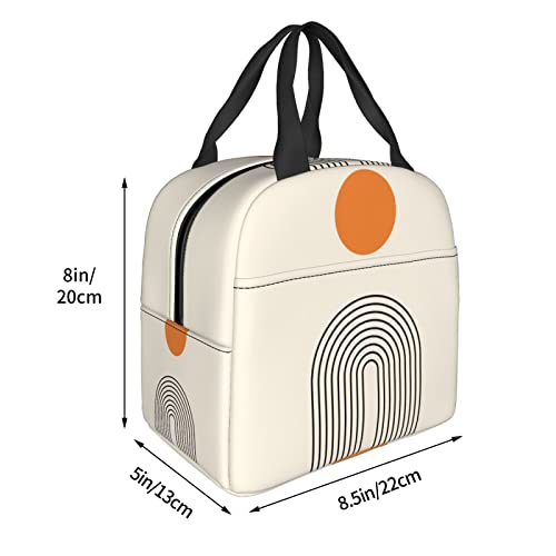 Echoserein Abstract Boho Art Simple Modern Aesthetic Lunch Bag Insulated Lunch Box Reusable Lunchbox Waterproof Portable Lunch Tote For Women Men Girls Boys