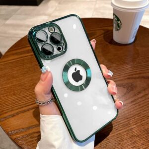loobival for iphone 11 pro max case with camera lens protector, logo view for women men, soft slim phone cases for iphone 11 pro max clear ultrathin back cover (11promax,green)