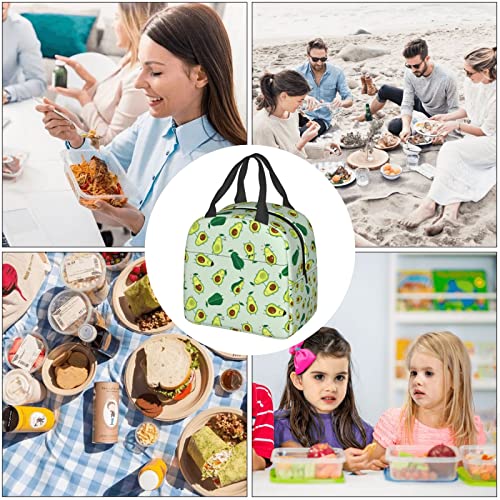 Echoserein Cute Avocado Fun Fruits Lunch Bag Insulated Lunch Box Reusable Lunchbox Waterproof Portable Lunch Tote For Women Men Girls Boys