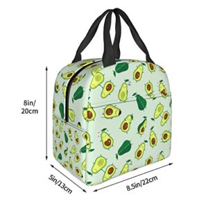 Echoserein Cute Avocado Fun Fruits Lunch Bag Insulated Lunch Box Reusable Lunchbox Waterproof Portable Lunch Tote For Women Men Girls Boys