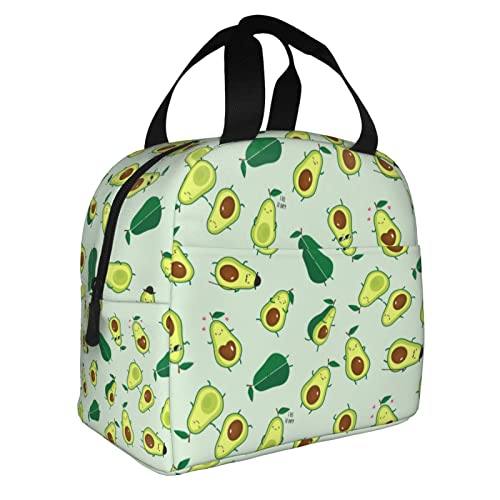 Echoserein Cute Avocado Fun Fruits Lunch Bag Insulated Lunch Box Reusable Lunchbox Waterproof Portable Lunch Tote For Women Men Girls Boys