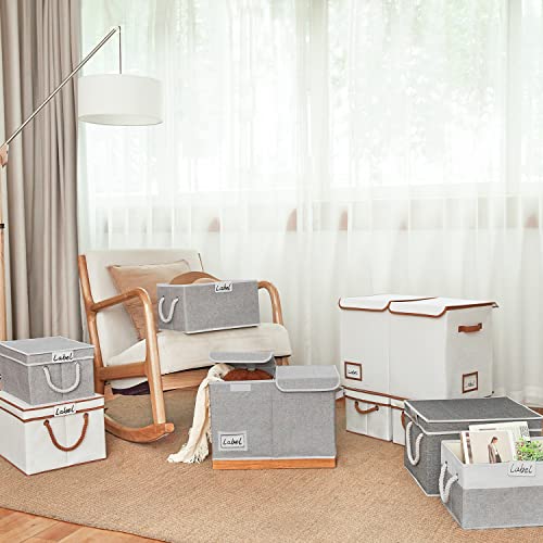 LoforHoney Home Bundle- Storage Bins with Lids Light Gray XLarge 2-Pack, Storage Bins with Cotton Rope Handles Light Gray Large 2-Pack