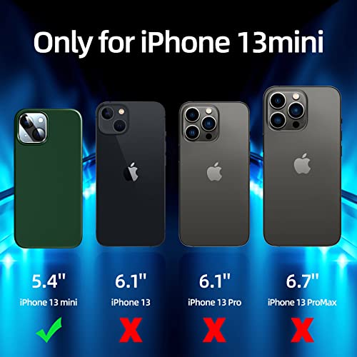 Dssairo [5 in 1 for iPhone 13 Mini Case, with 2 Pack Screen Protector + 2 Pack Camera Lens Protector, Liquid Silicone Ultra Slim Shockproof Protective Phone Case 5.4 inch (Alpine Green)……