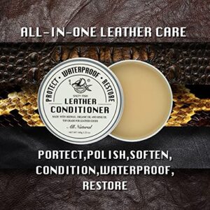 SALTY FISH All-Natural Leather Conditioner and Cleaner,Made with Mink Oil Beeswax,Protect Soften Waterproof Leather Furniture,Car Seats,Shoes,Boots,Bags (3.53 Oz)