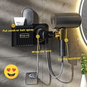 YepDear Hanging Organizer with Hairdryer Holder Storage Box Blower Bracket Adhesive Shower Caddy, No Drilling (White)