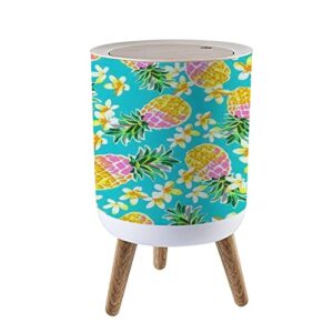 lgcznwdfhtz small trash can with lid for bathroom kitchen office diaper cute pineapples seamless fashion print bedroom garbage trash bin dog proof waste basket cute decorative