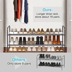 SLEEPING LAMB 2 Tier Metal Long Shoe Rack for Closet, Stackable Wide Shoe Storage Organizer 18-Pairs Low Shoe Shelf for Entryway, Bedroom, Wire Grid, Bronze