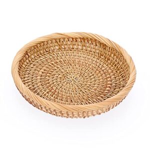 hipiwe small key basket bowl for entryway 7.6" round woven wicker basket snacks fruit candy serving basket tray rattan organizer basket for keys wallet cell phone