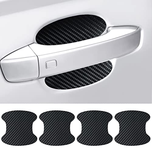 4PCS Car Door Handle Scratch Protectors, Carbon Fiber Car Door Handle Paint Scratch Protector Sticker Universal Auto Door Paint Guard Car Door Cup Scratch Protection Films