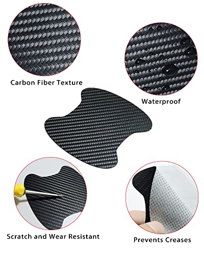 4PCS Car Door Handle Scratch Protectors, Carbon Fiber Car Door Handle Paint Scratch Protector Sticker Universal Auto Door Paint Guard Car Door Cup Scratch Protection Films