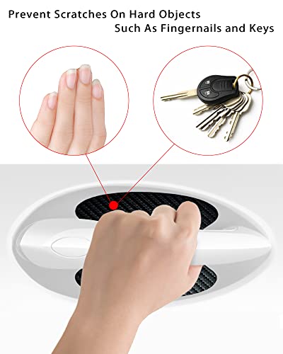 4PCS Car Door Handle Scratch Protectors, Carbon Fiber Car Door Handle Paint Scratch Protector Sticker Universal Auto Door Paint Guard Car Door Cup Scratch Protection Films