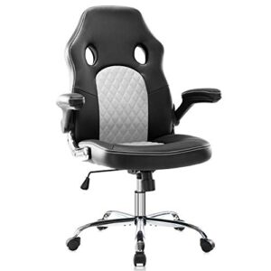 gaming chair ergonomic office chair pu leather computer chair high back desk chair adjustable swivel task chair with lumbar support/adjustable armrests, white
