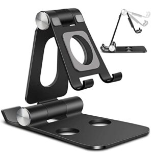 Vakoo Phone Stand, Adjustable Phone Holder for Desk, Upgraded Aluminum Cell Phone Stand Cradle Dock Compatible with iPhone/iPad/Smartphones/Switch/Android, Black