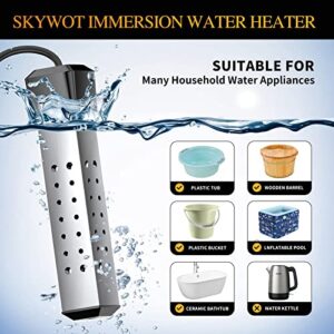 Water Heater, Pool Heater, Immersion Bucket Water Heater, Submersible Water Heater 304 Stainless Steel Guard with Controller, Pool Heater for Above Ground Pool to Heat 5 Gallons of Water in Minutes