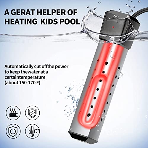 Water Heater, Pool Heater, Immersion Bucket Water Heater, Submersible Water Heater 304 Stainless Steel Guard with Controller, Pool Heater for Above Ground Pool to Heat 5 Gallons of Water in Minutes