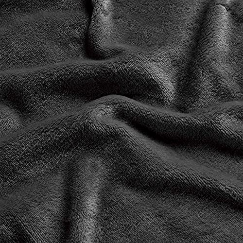 Mocaletto Luxury 3 Layers Fleece Throw Blanket,650 GSM Thick Decorative Warm Blanket Twin Size 50" x 60", Soft Velvet Winter Blanket for Sofa Couch Bed,Washable & Breathable,Black