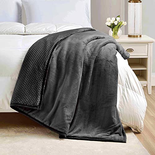 Mocaletto Luxury 3 Layers Fleece Throw Blanket,650 GSM Thick Decorative Warm Blanket Twin Size 50" x 60", Soft Velvet Winter Blanket for Sofa Couch Bed,Washable & Breathable,Black