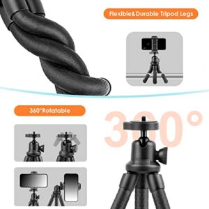 Aureday Phone Tripod, Flexible Cell Phone Tripod Stand with Wireless Remote and Phone Holder, Portable Mini Tripod for iPhone&Android Phone