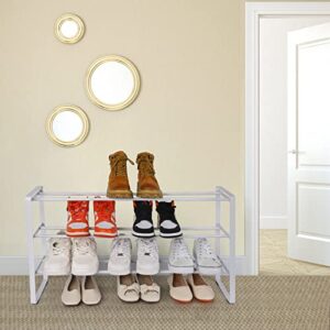 Coopzero Shoe Rack,3 Tier Shoe Rack for Closet,Shoe Shelf Storage Organizer,Free Standing Shoe Racks,Metal Shoe Rack for Entryway(White)