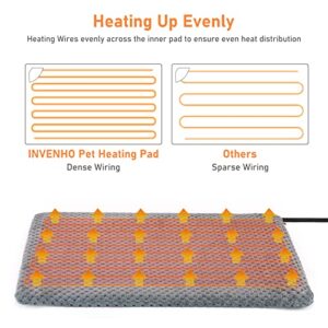 INVENHO Pet Heating Pad, Waterproof Adjustable Temperature Dog Cat Heating Pad with Timer, Indoor Pet Heating Pads for Cats Dogs Electric Pads for Dogs Cats, Pet Heated Pad (S: 18" x 16")