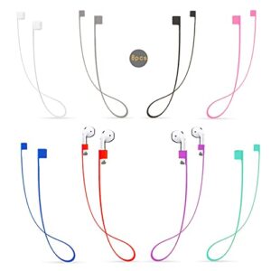 qytojqx 8 packs airpods strap string lanyard anti-lost leash rope sports cord, fashion colorful soft silicone skin-friendly around neck wireless earphone, compatible with airpods pro 3/2/1 (8pcs)