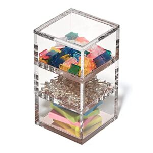 OfficeGoods 3 Tier Stackable Acrylic Organizer w/Rose Gold Base – Functional & Elegant Desk Organizer for Office or Home – Helps Keep All Your Little Bits Together - Rose Gold/Square