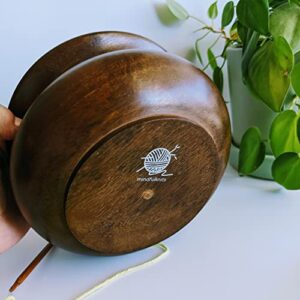 mindfulknits Premium Mango Wood Yarn Bowl with Holes - Knitting and Crochet Supplies for Relaxation & Stress Relief