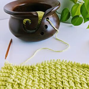 mindfulknits Premium Mango Wood Yarn Bowl with Holes - Knitting and Crochet Supplies for Relaxation & Stress Relief