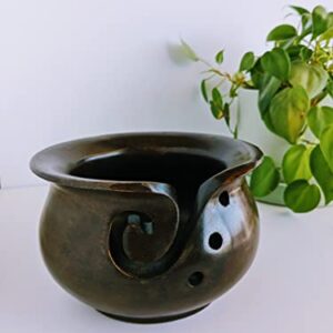 mindfulknits Premium Mango Wood Yarn Bowl with Holes - Knitting and Crochet Supplies for Relaxation & Stress Relief